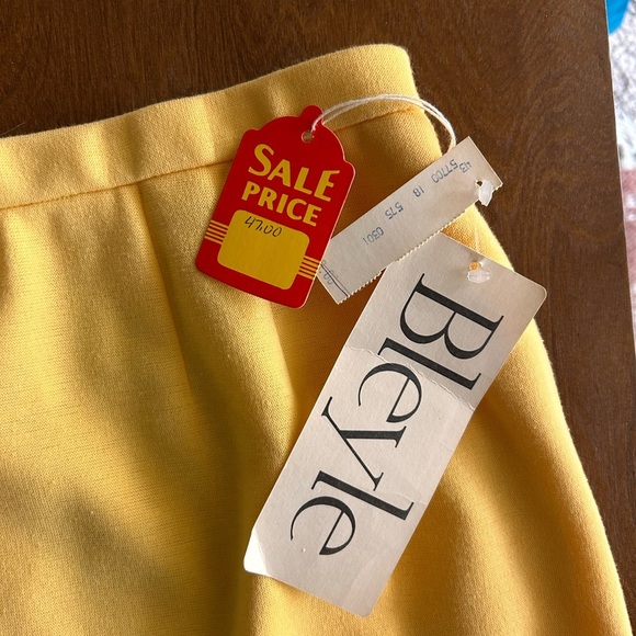 Vintage NWT Bleyle Yellow Cotton Mix Pencil Skirt - Picture 4 of 5